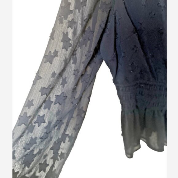 Torrid Top Blouse Women's Size XL 14-16 Black Chiffon W/Stars Elastic Waist - Picture 2 of 6